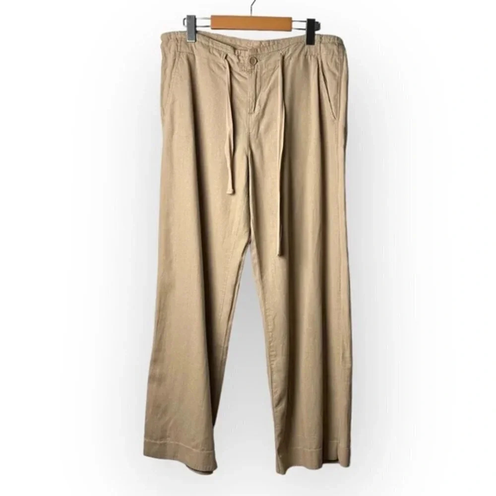 Calvin Klein Tan All In One Linen Pants